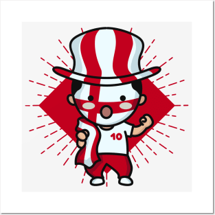 Cute England Football Fan // Kawaii Cute English Soccer Supporter Posters and Art